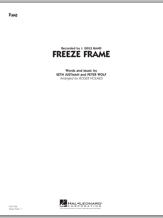Download Roger Holmes Freeze Frame - Piano Sheet Music