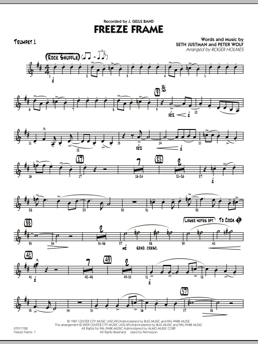 Download Roger Holmes Freeze Frame - Trumpet 1 Sheet Music