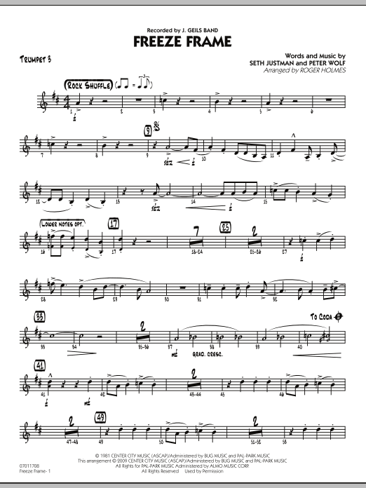 Download Roger Holmes Freeze Frame - Trumpet 3 Sheet Music