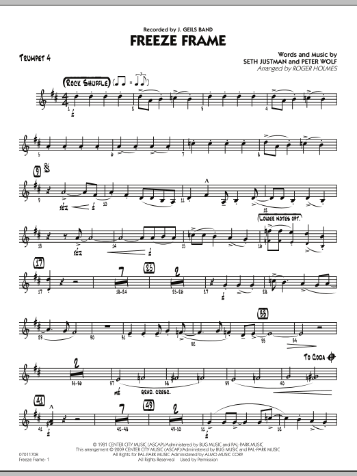 Download Roger Holmes Freeze Frame - Trumpet 4 Sheet Music