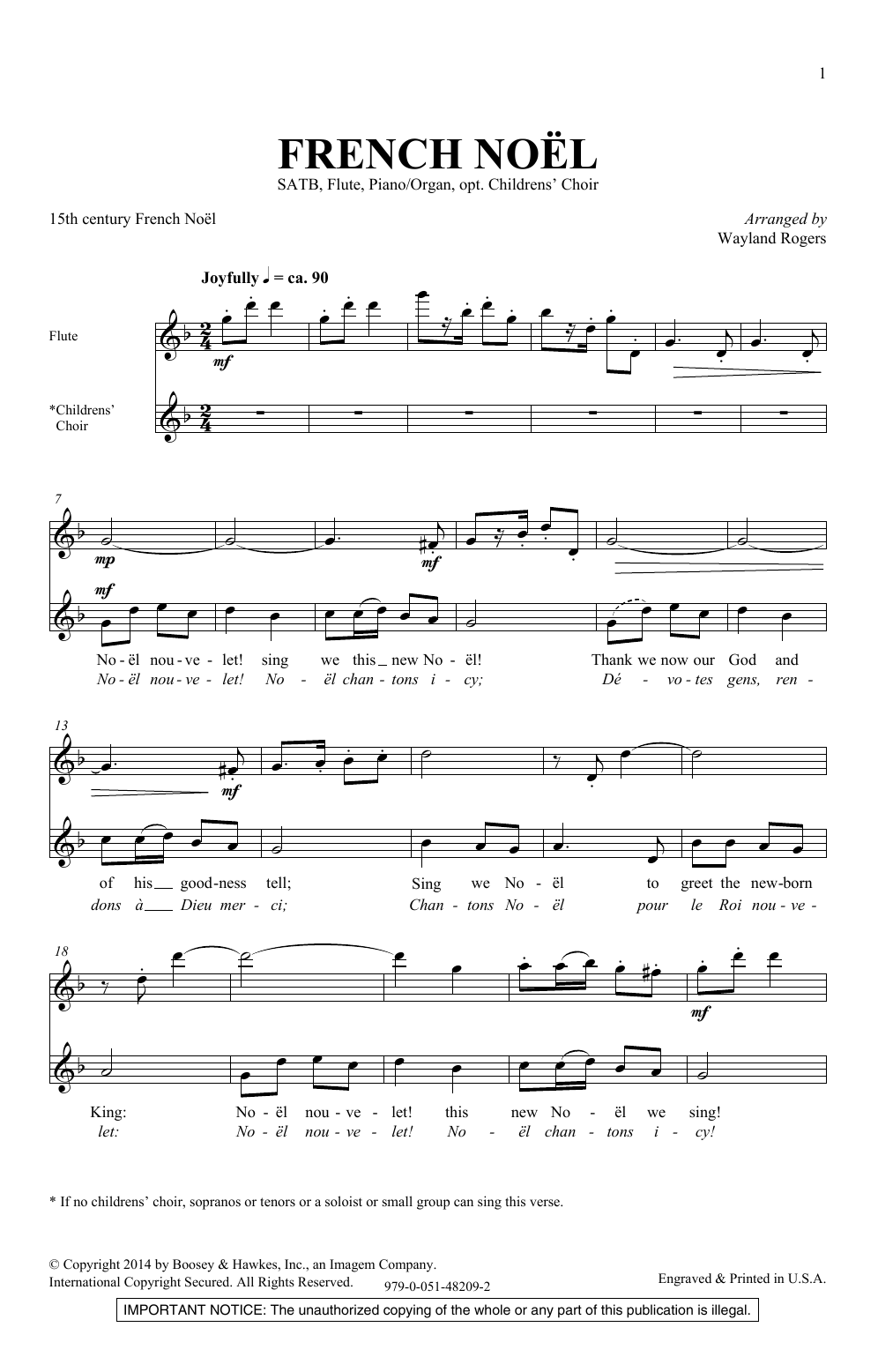 Download Wayland Rogers French Noel Sheet Music