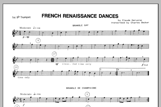 Download Decker French Renaissance Dances - 1st Bb Trum Sheet Music
