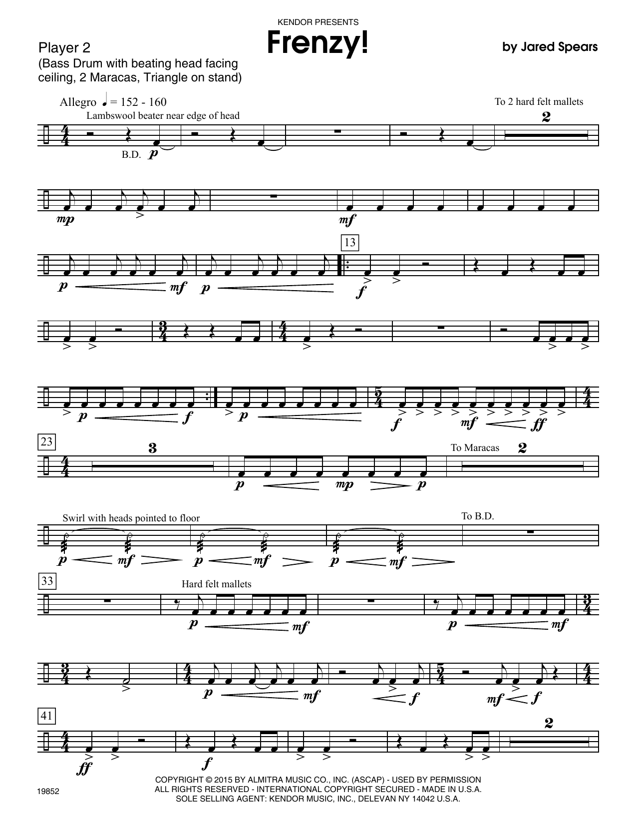 Download Jared Spears Frenzy! - Percussion 2 Sheet Music