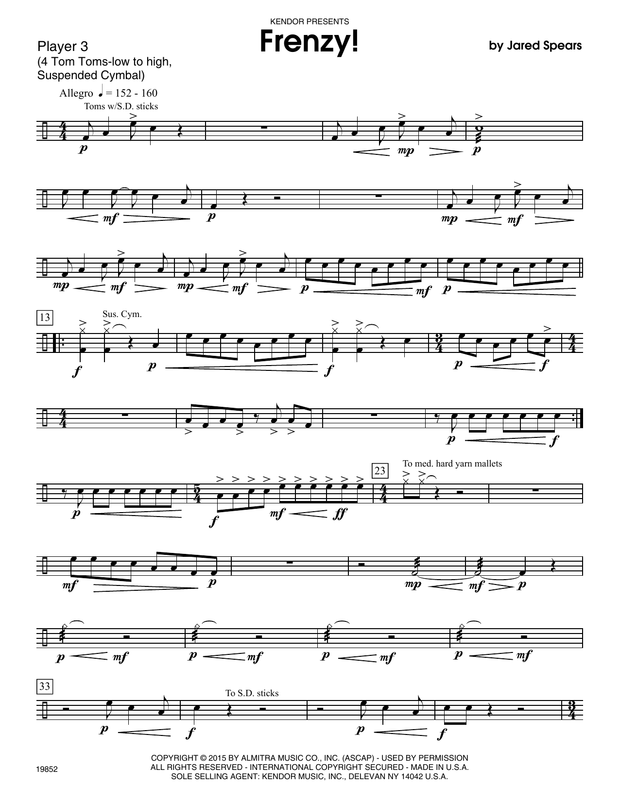 Download Jared Spears Frenzy! - Percussion 3 Sheet Music