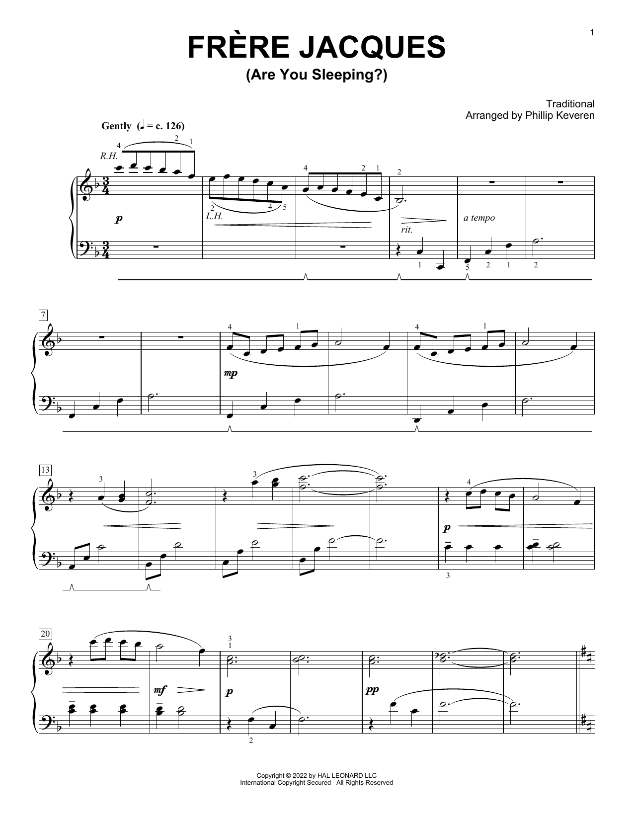 Download Traditional Frere Jacques (Are You Sleeping?) (arr. Sheet Music