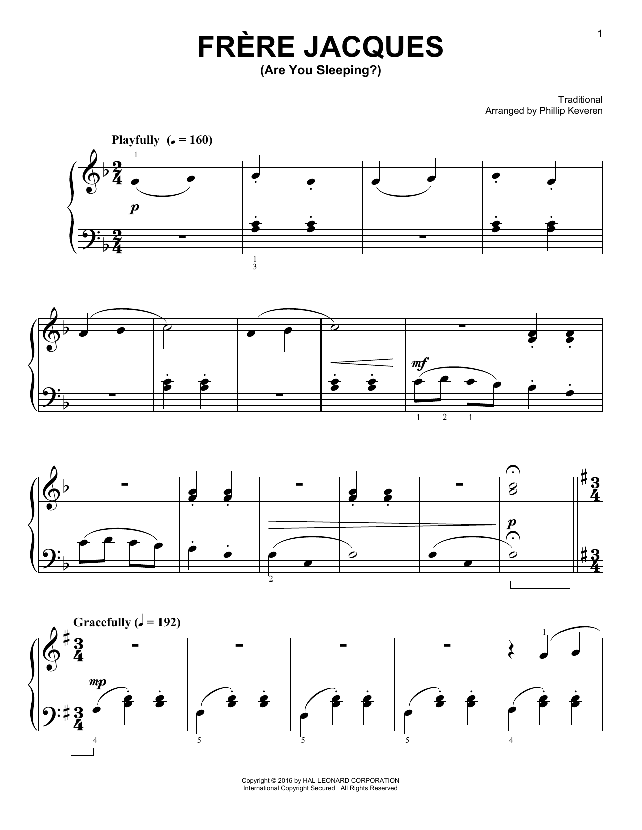Download Traditional Frere Jacques Sheet Music
