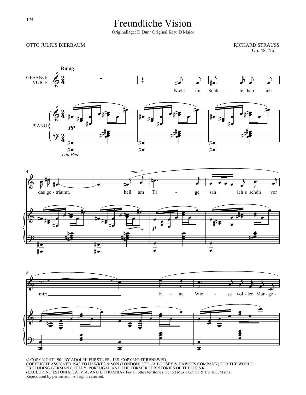 Download Richard Strauss Freundliche Vision (Low Voice) Sheet Music