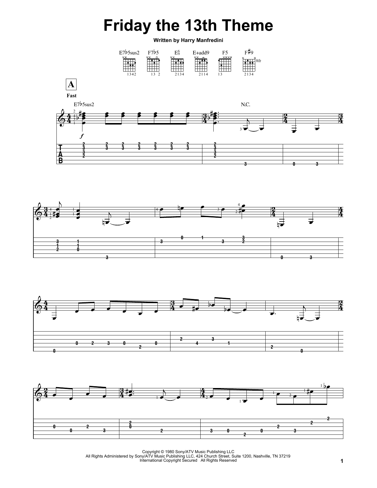 Download Harry Manfredini Friday The 13th Theme Sheet Music