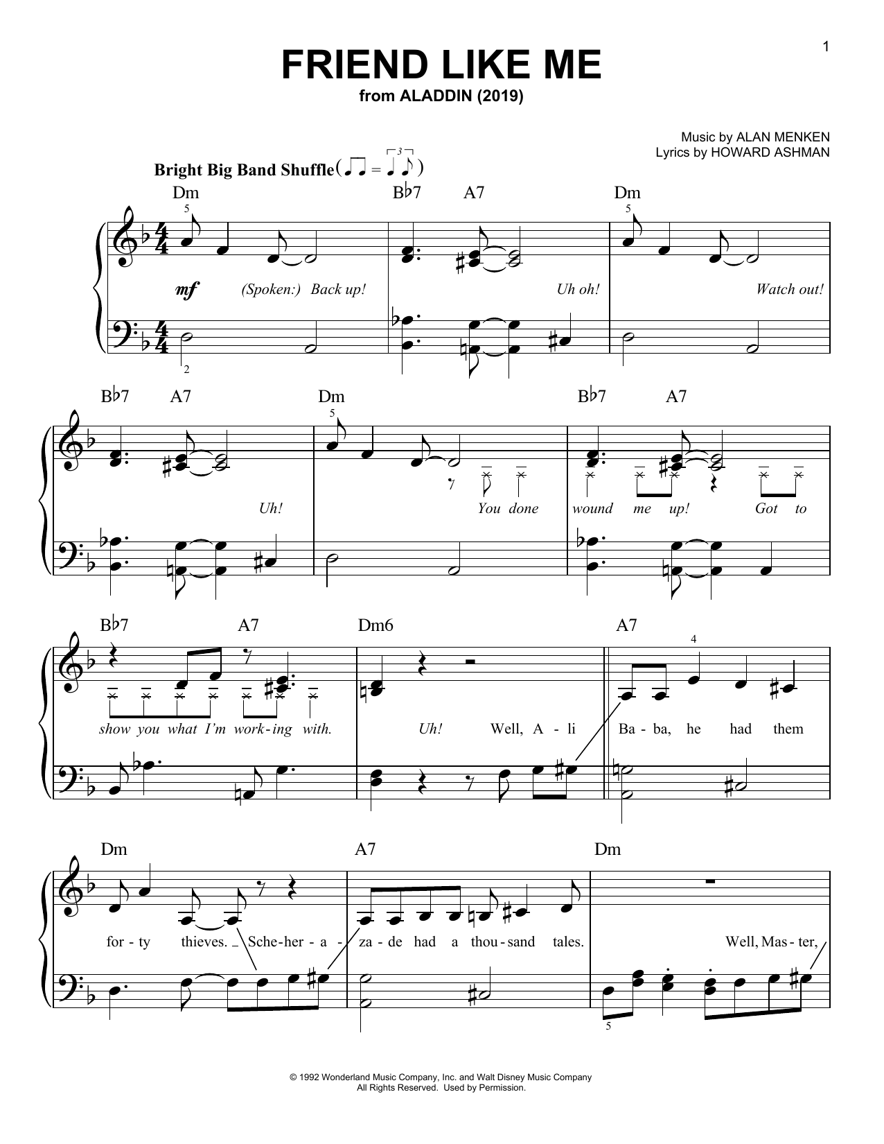 Download Will Smith Friend Like Me (from Disney's Aladdin) Sheet Music