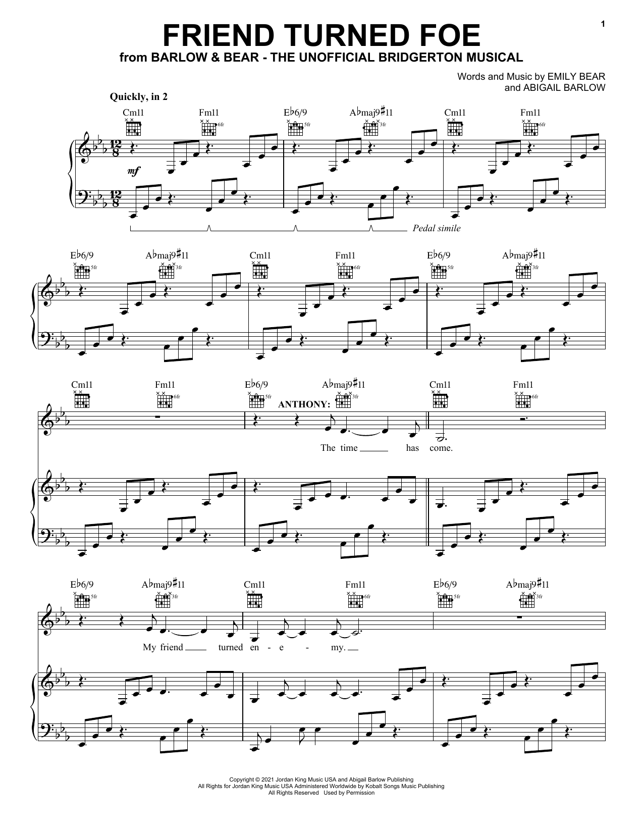 Download Barlow & Bear Friend Turned Foe (from The Unofficial Sheet Music