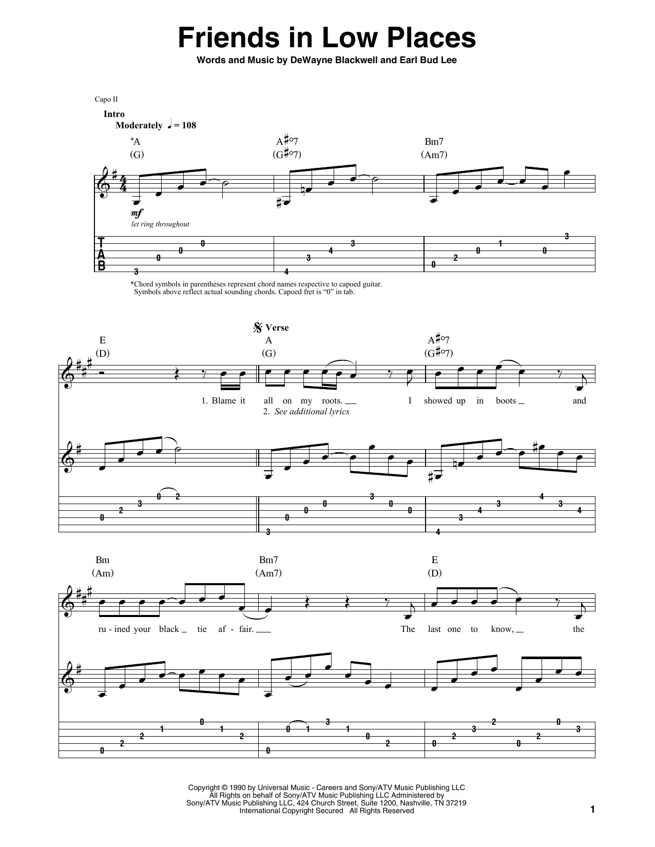 Download Garth Brooks Friends In Low Places Sheet Music