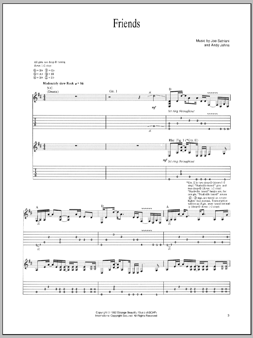 Download Joe Satriani Friends Sheet Music
