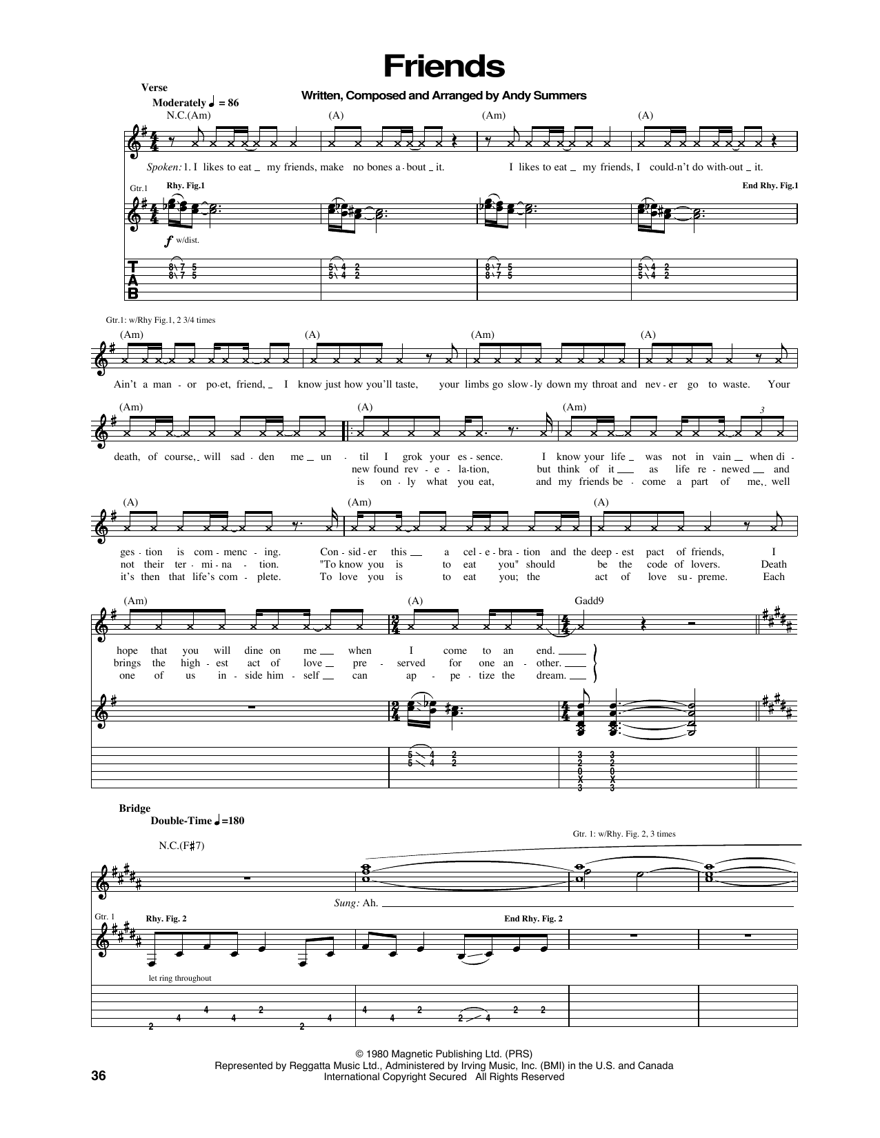 Download The Police Friends Sheet Music