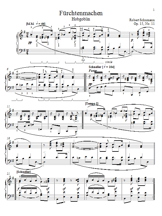 Download Robert Schumann Frightening, Op. 15, No. 11 Sheet Music