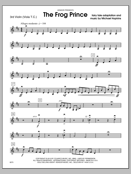 Download Michael Hopkins Frog Prince, The - 3rd Violin Sheet Music