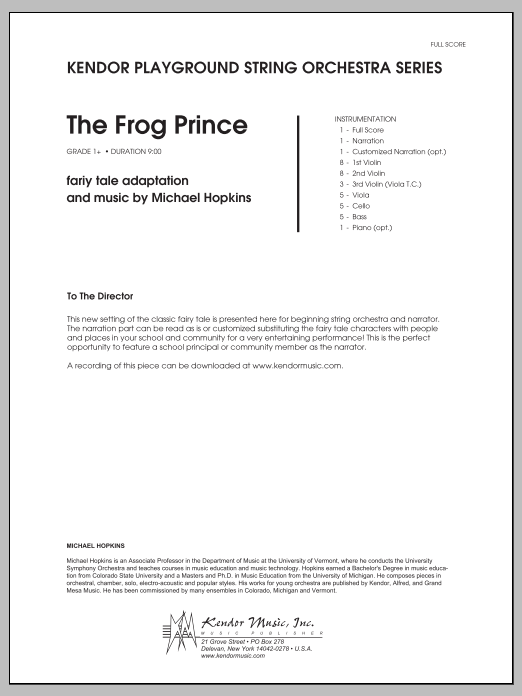Download Michael Hopkins Frog Prince, The - Full Score Sheet Music