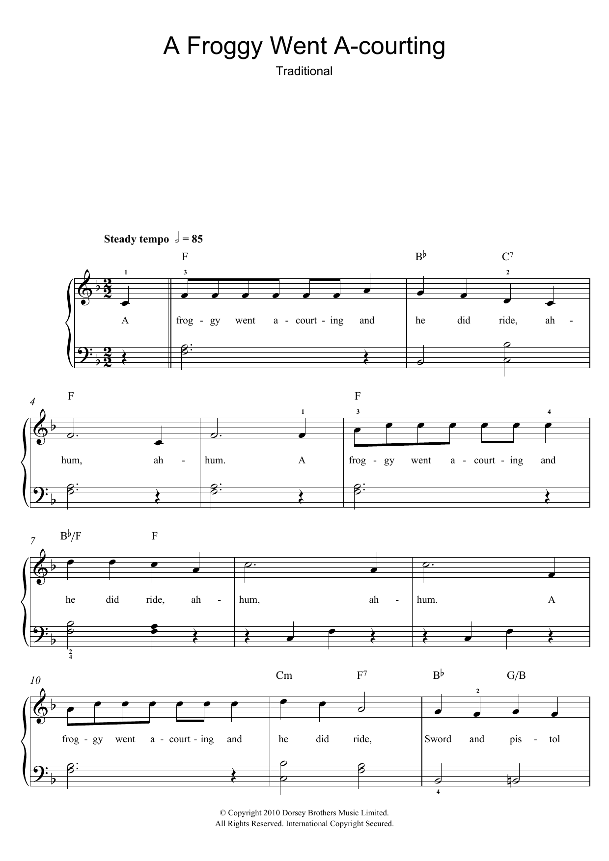 Download Traditional Froggy Went A-Courting Sheet Music