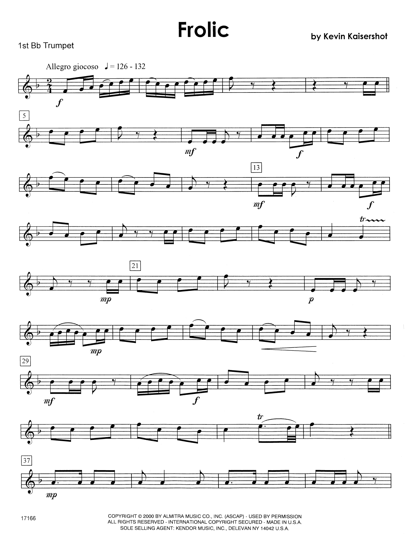 Download Kaisershot Frolic - 1st Bb Trumpet Sheet Music