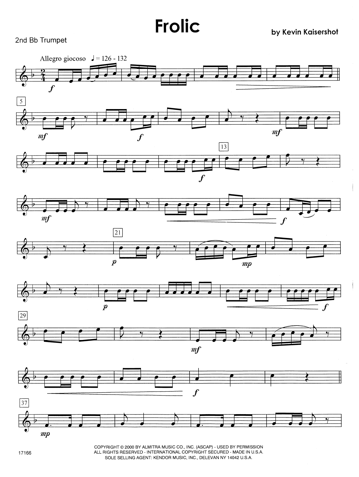 Download Kaisershot Frolic - 2nd Bb Trumpet Sheet Music
