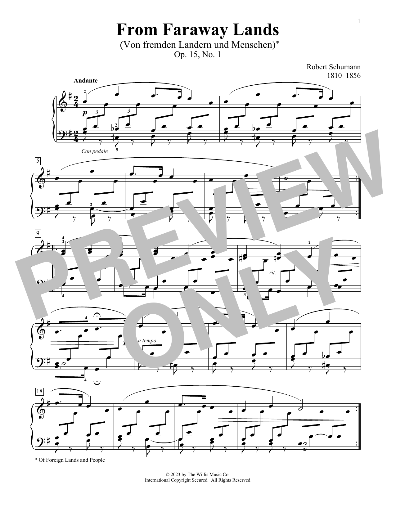Robert Schumann From Faraway Lands, Op.15, No. 1 sheet music notes printable PDF score