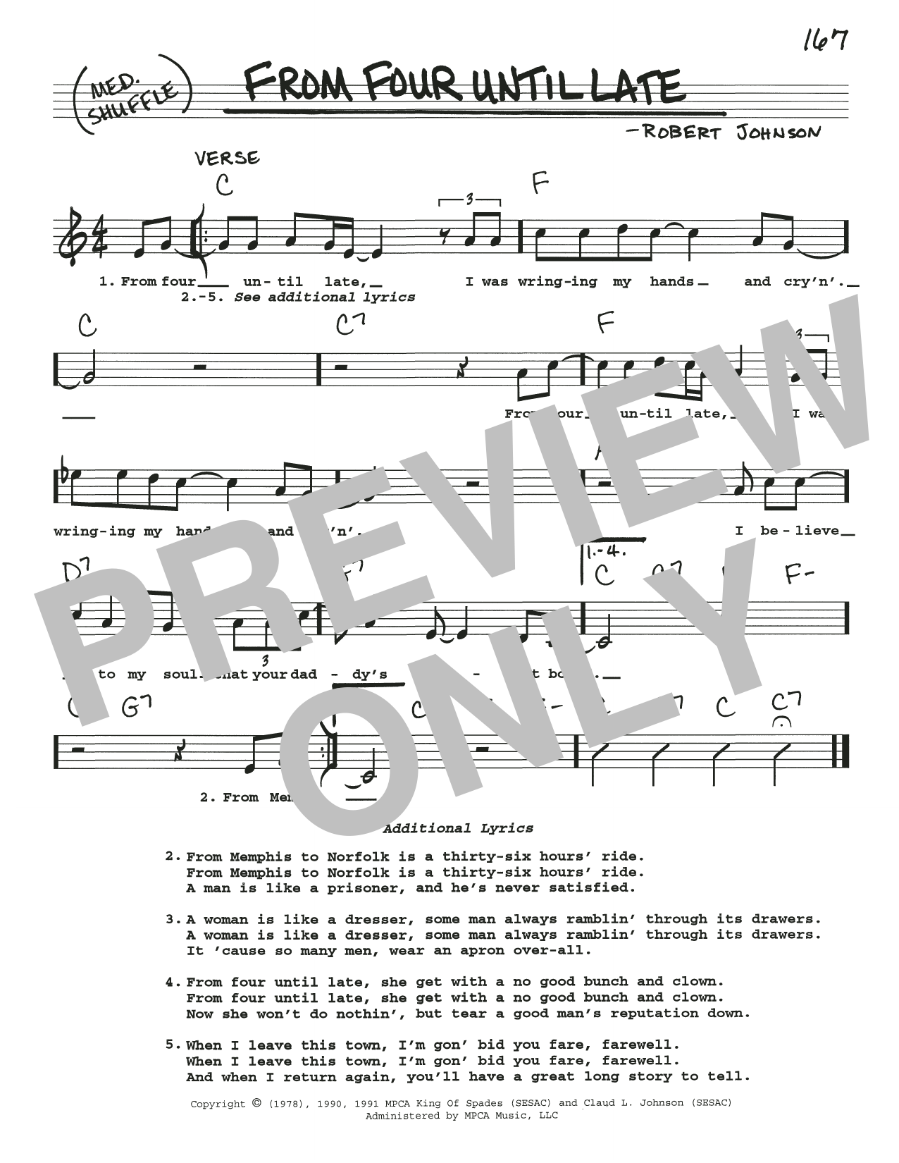 Download Robert Johnson From Four Until Late Sheet Music