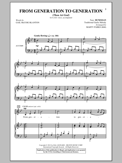 Download Marty Parks From Generation To Generation (Thou Art Sheet Music