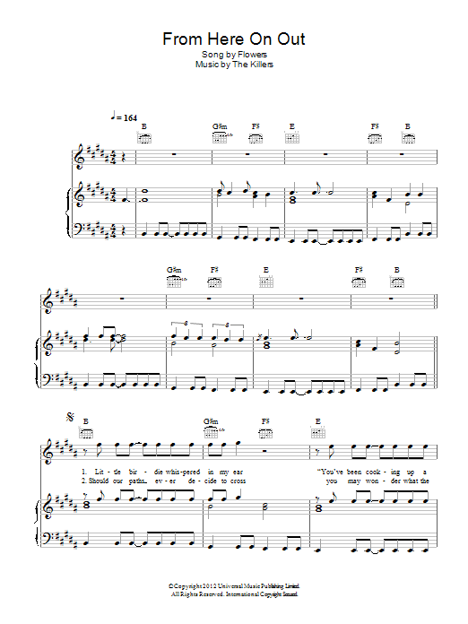 Download The Killers From Here On Out Sheet Music