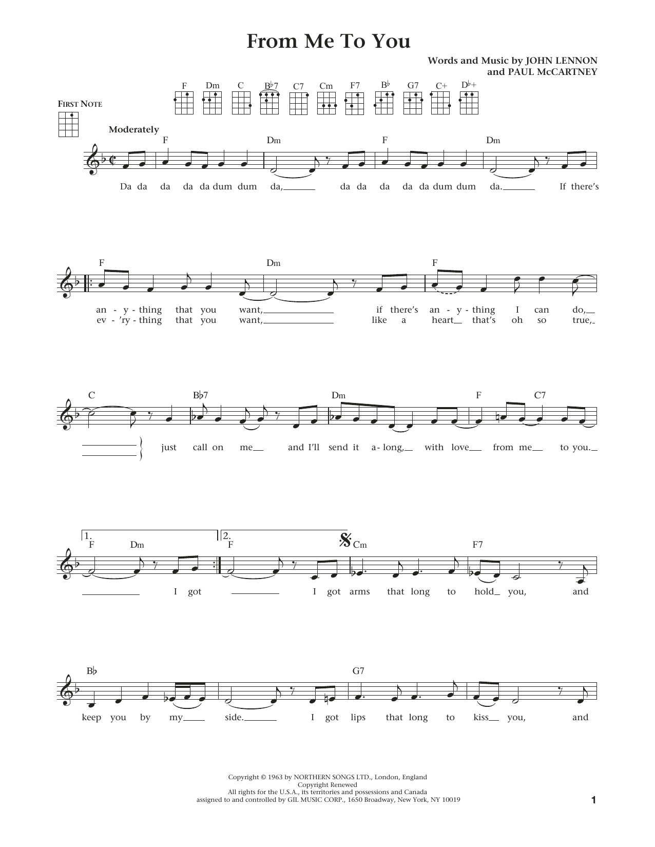 Download The Beatles From Me To You (from The Daily Ukulele) Sheet Music