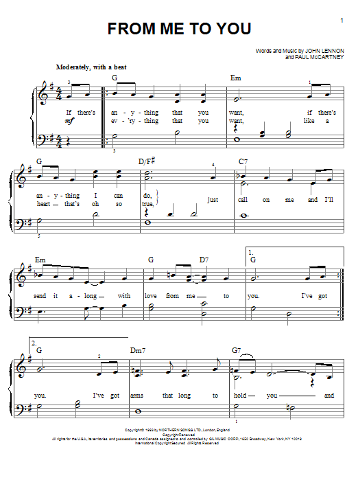 Download The Beatles From Me To You Sheet Music