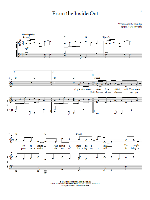 Download Joel Houston From The Inside Out Sheet Music