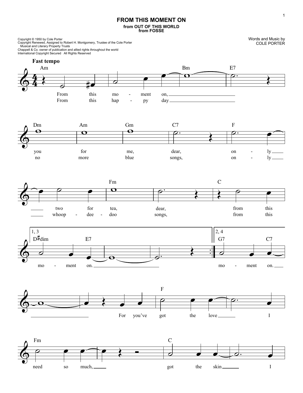 Download Cole Porter From This Moment On (from Kiss Me, Kate Sheet Music