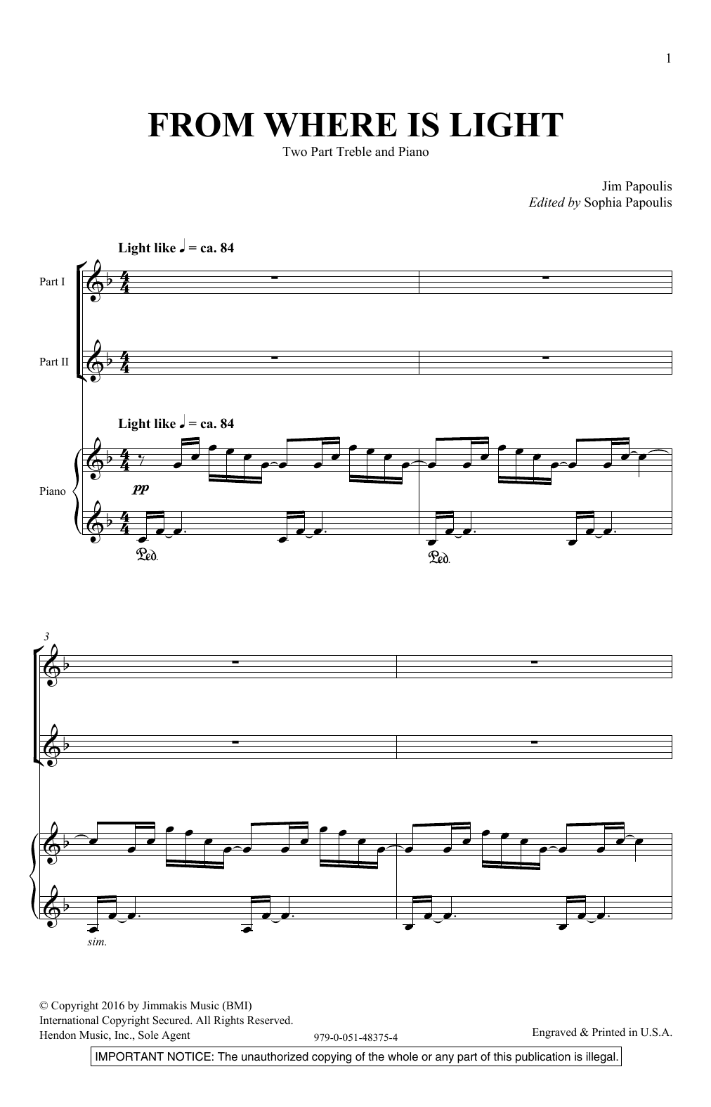 Download Jim Papoulis From Where Is Light Sheet Music