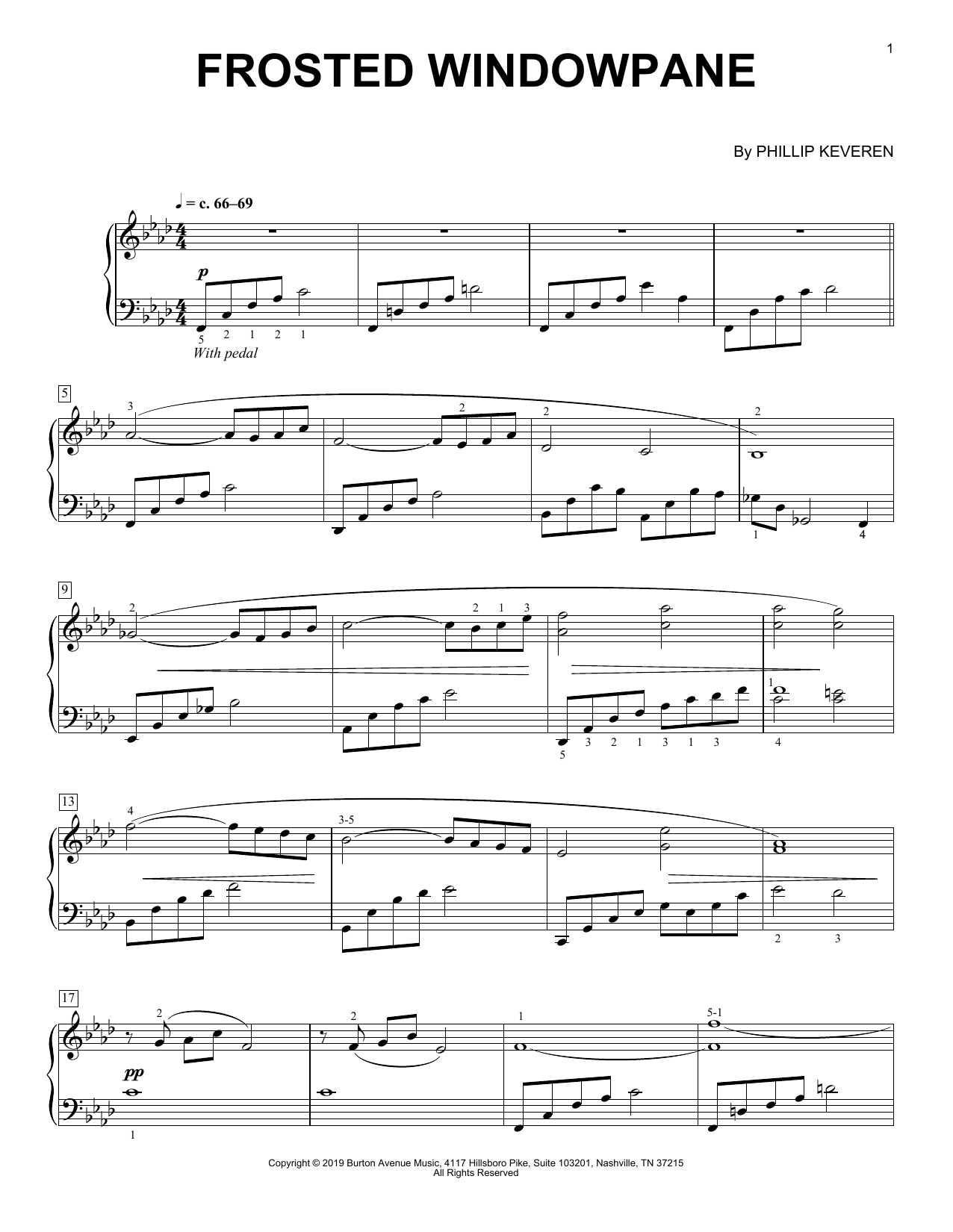 Phillip Keveren Frosted Windowpane sheet music notes printable PDF score