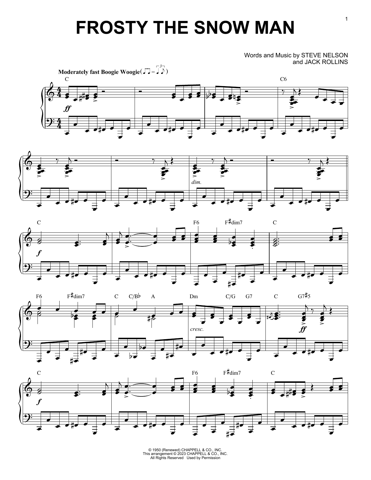Download Jack Rollins Frosty The Snow Man [Boogie Woogie vers Sheet Music