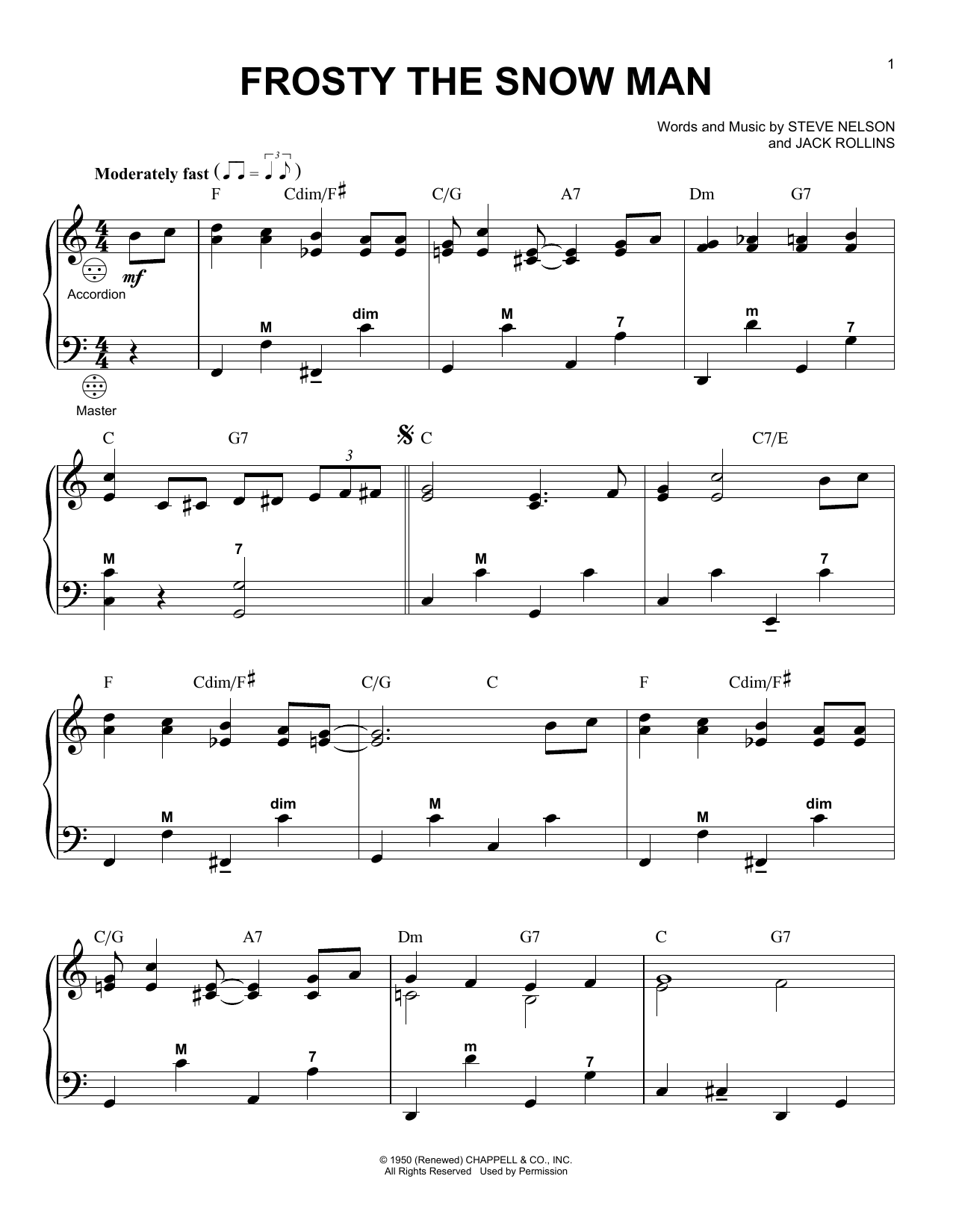 Download Gene Autry Frosty The Snow Man Sheet Music