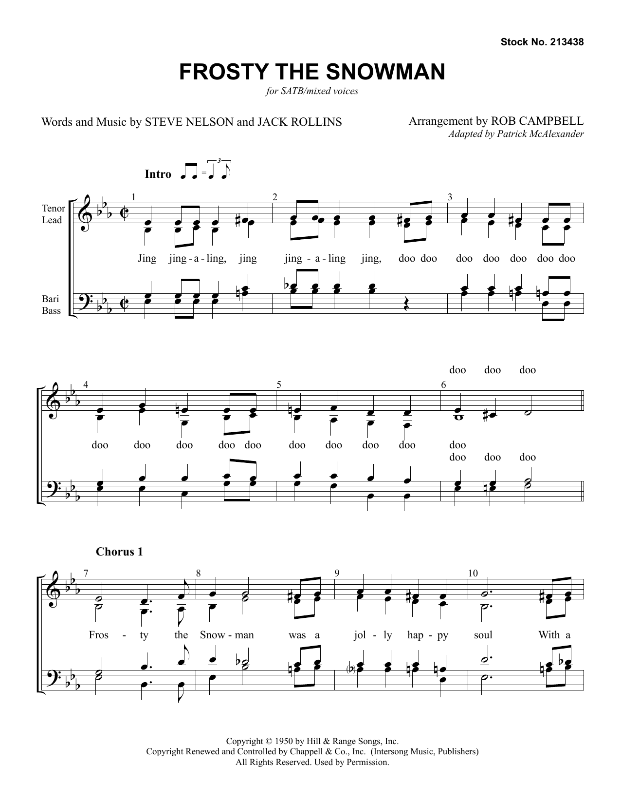Download Steve Nelson & Jack Rollins Frosty The Snowman (arr. Rob Campbell) Sheet Music
