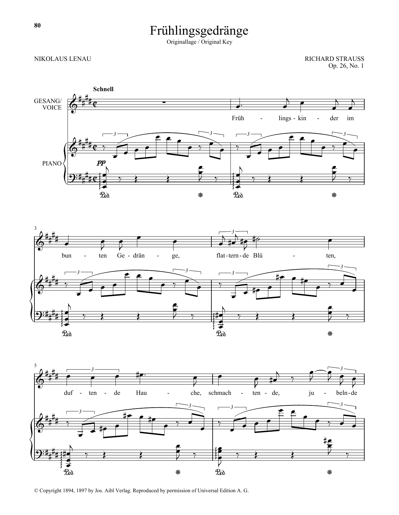 Download Richard Strauss Fruhlingsgedrange (High Voice) Sheet Music