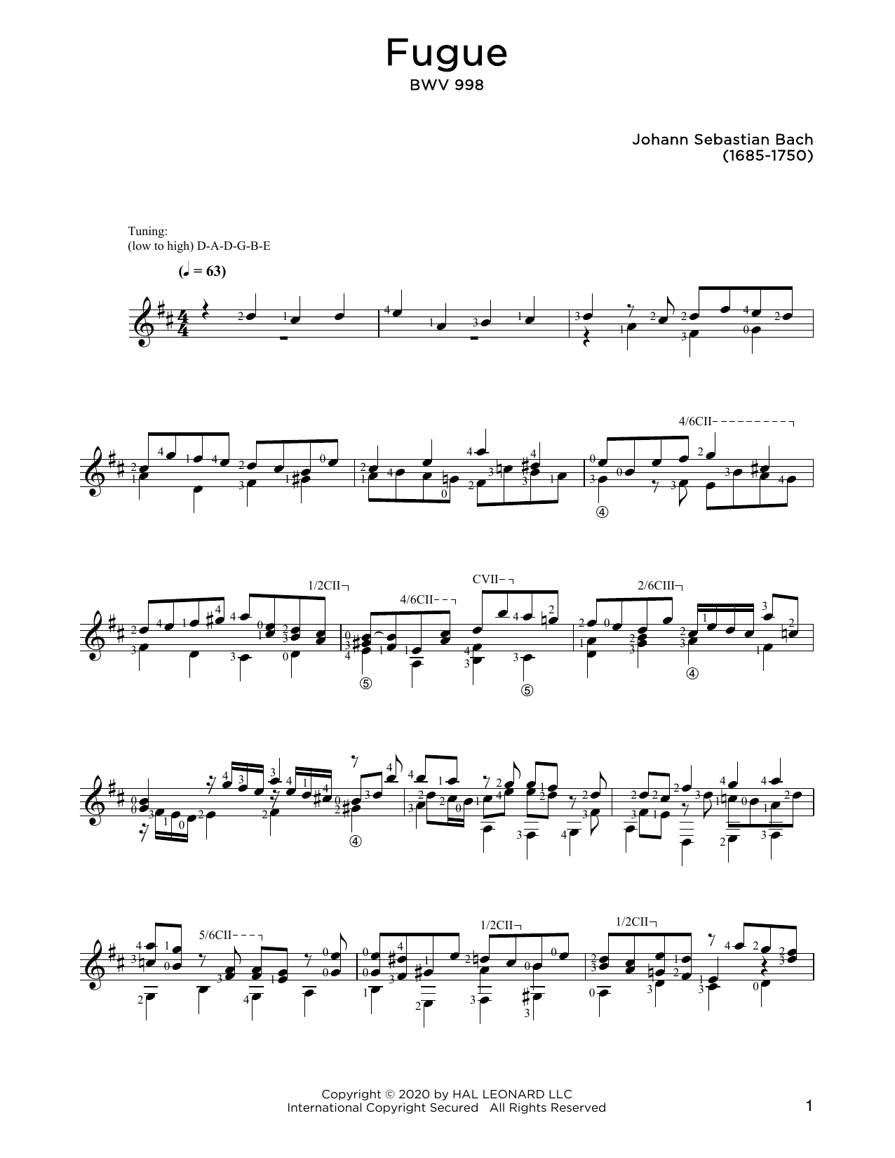 Download Johann Sebastian Bach Fugue In E-Flat Major, BWV 998 Sheet Music