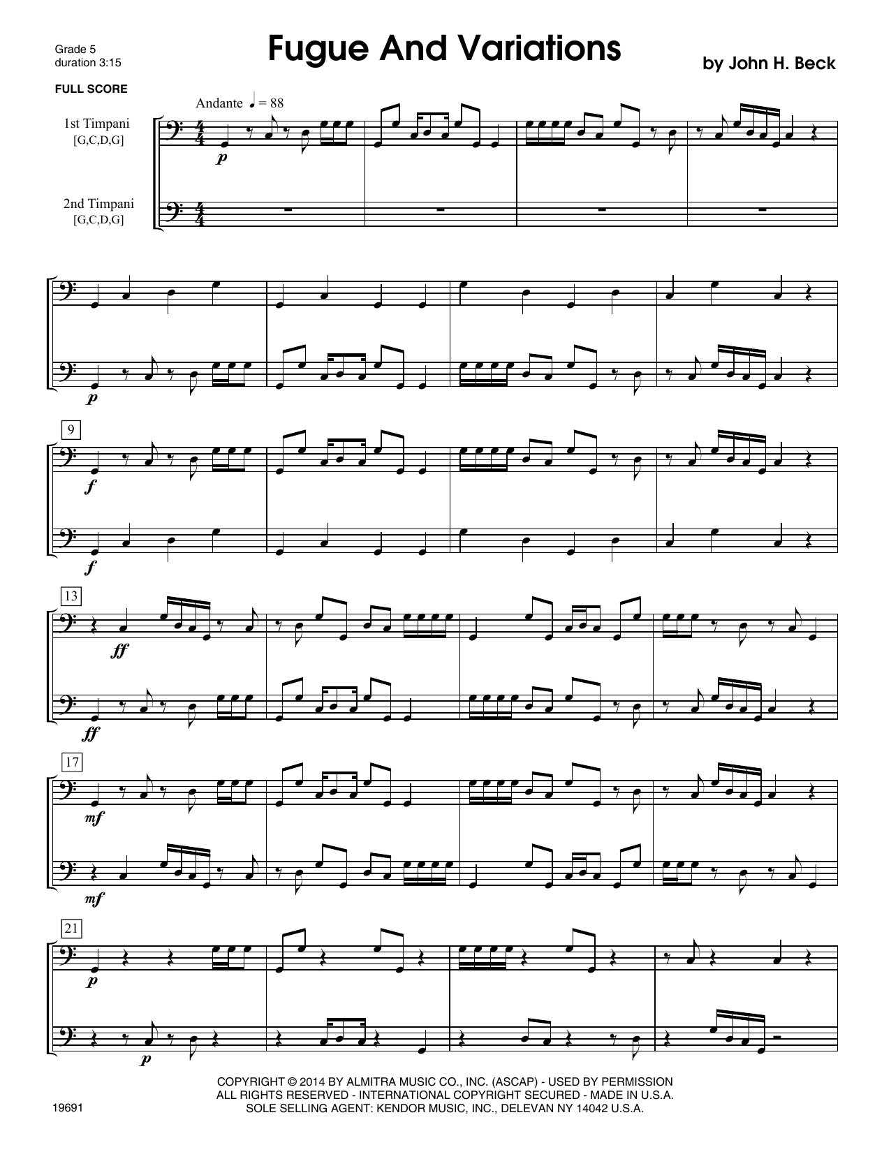 Download John H. Beck Fugue And Variations Sheet Music