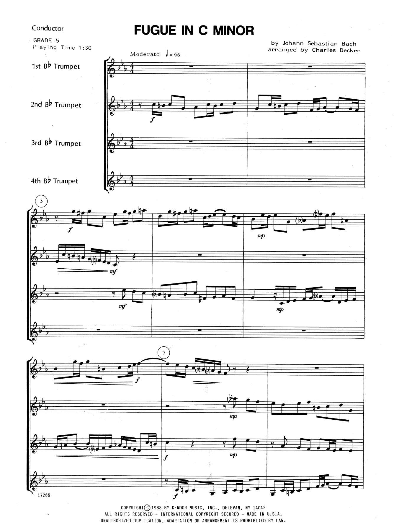 Download Charles Decker Fugue In C Minor - Full Score Sheet Music