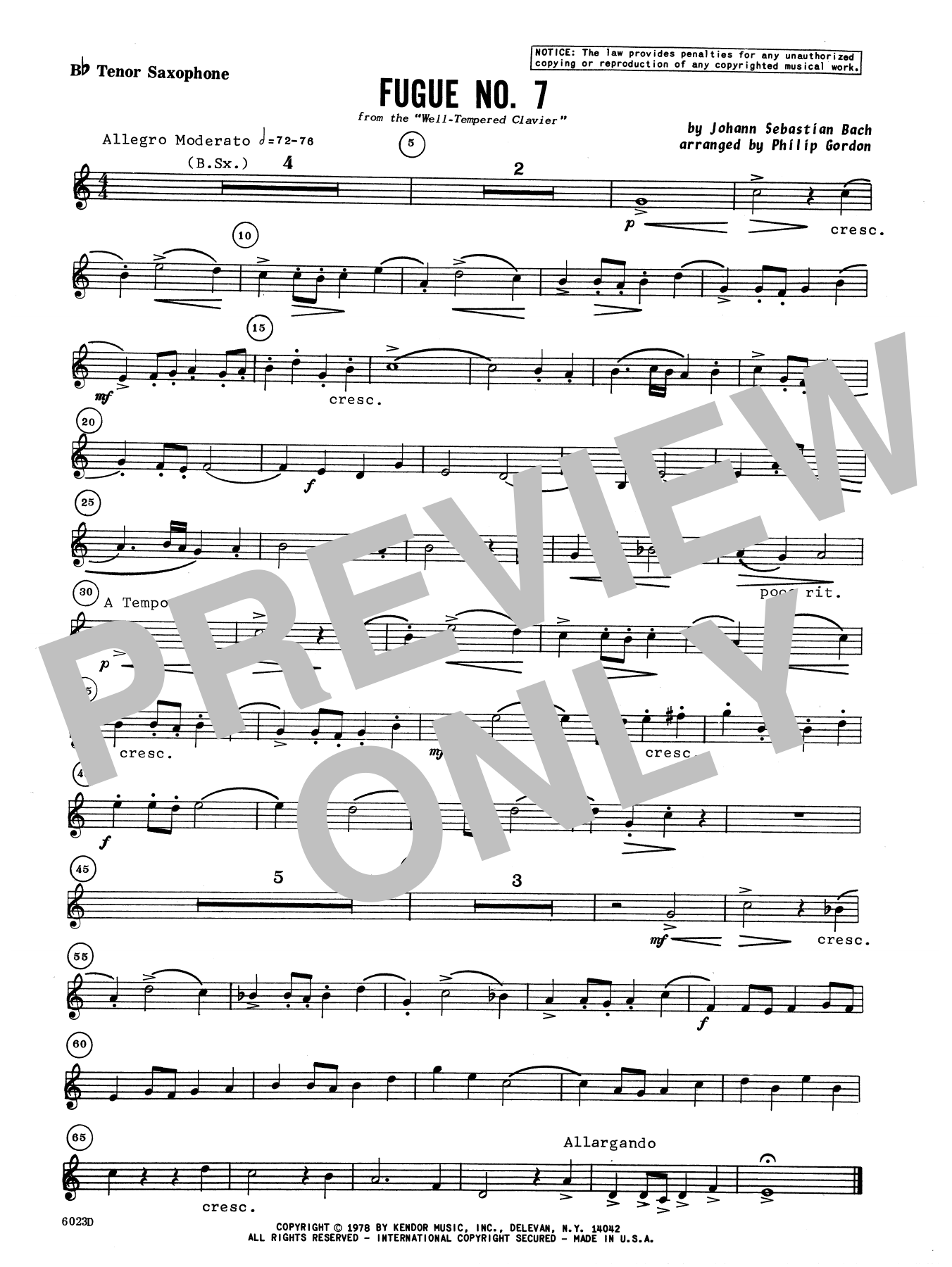 Download Phillip Gordon Fugue No. 7 (from the Well-Tempered Cla Sheet Music