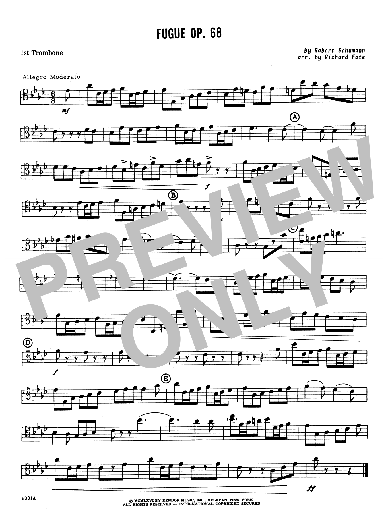 Download Richard Fote Fugue/Opus 68 - 1st Trombone Sheet Music