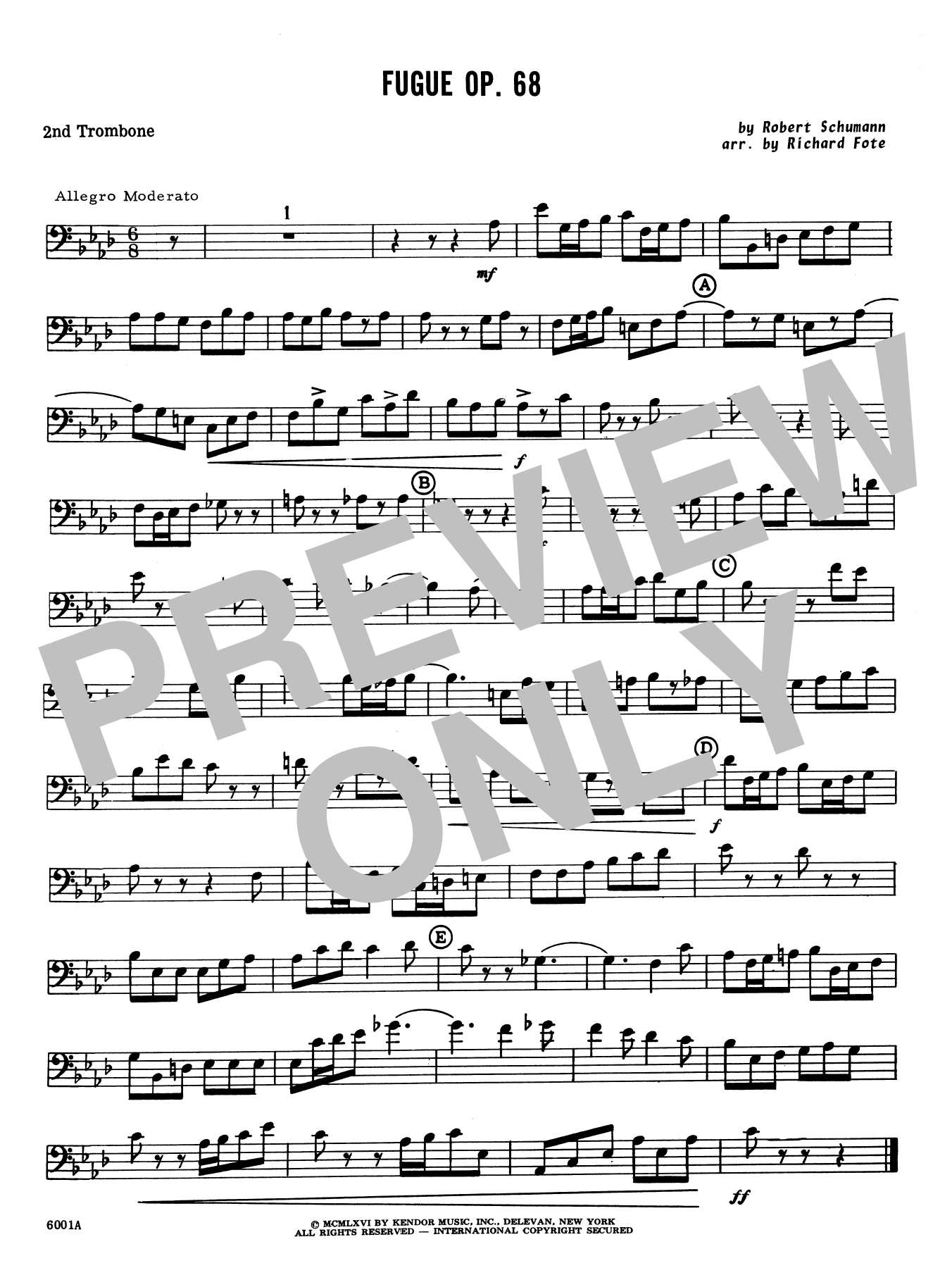 Download Richard Fote Fugue/Opus 68 - 2nd Trombone Sheet Music
