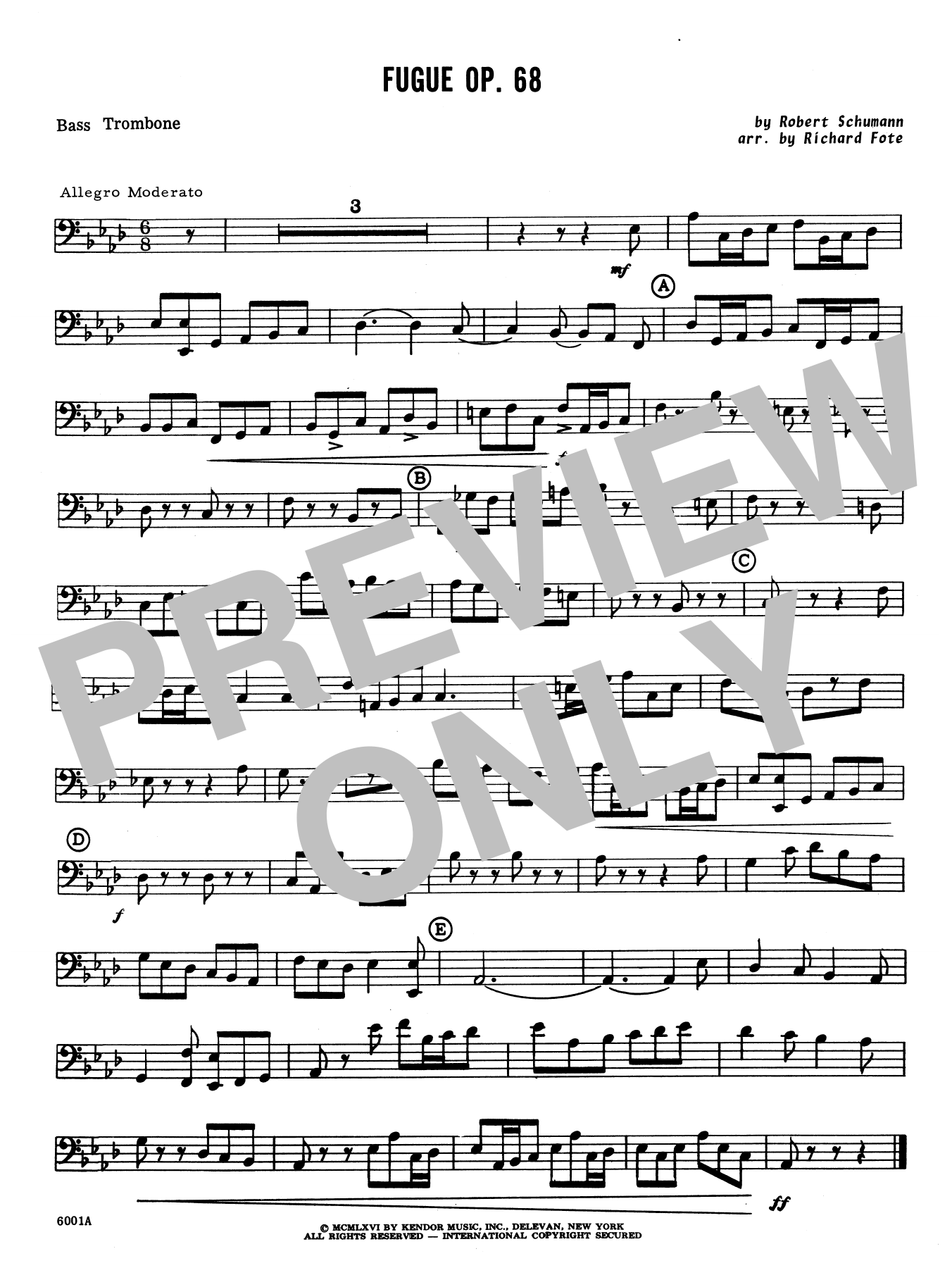 Download Richard Fote Fugue/Opus 68 - Bass Trombone Sheet Music