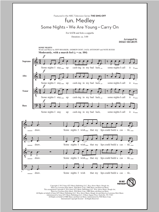 Download Deke Sharon Fun. Medley from the Sing-Off Sheet Music