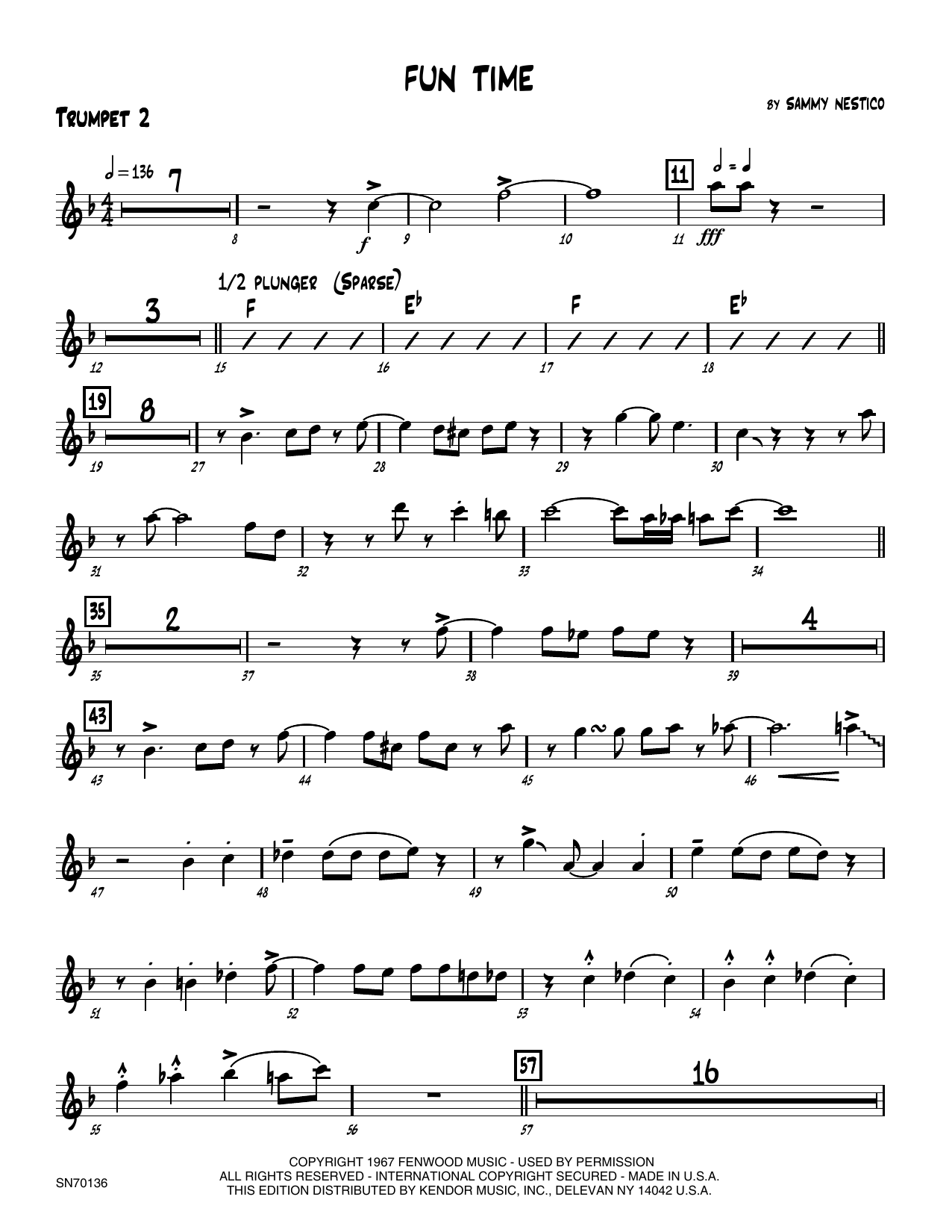 Download Sammy Nestico Fun Time - 2nd Bb Trumpet Sheet Music