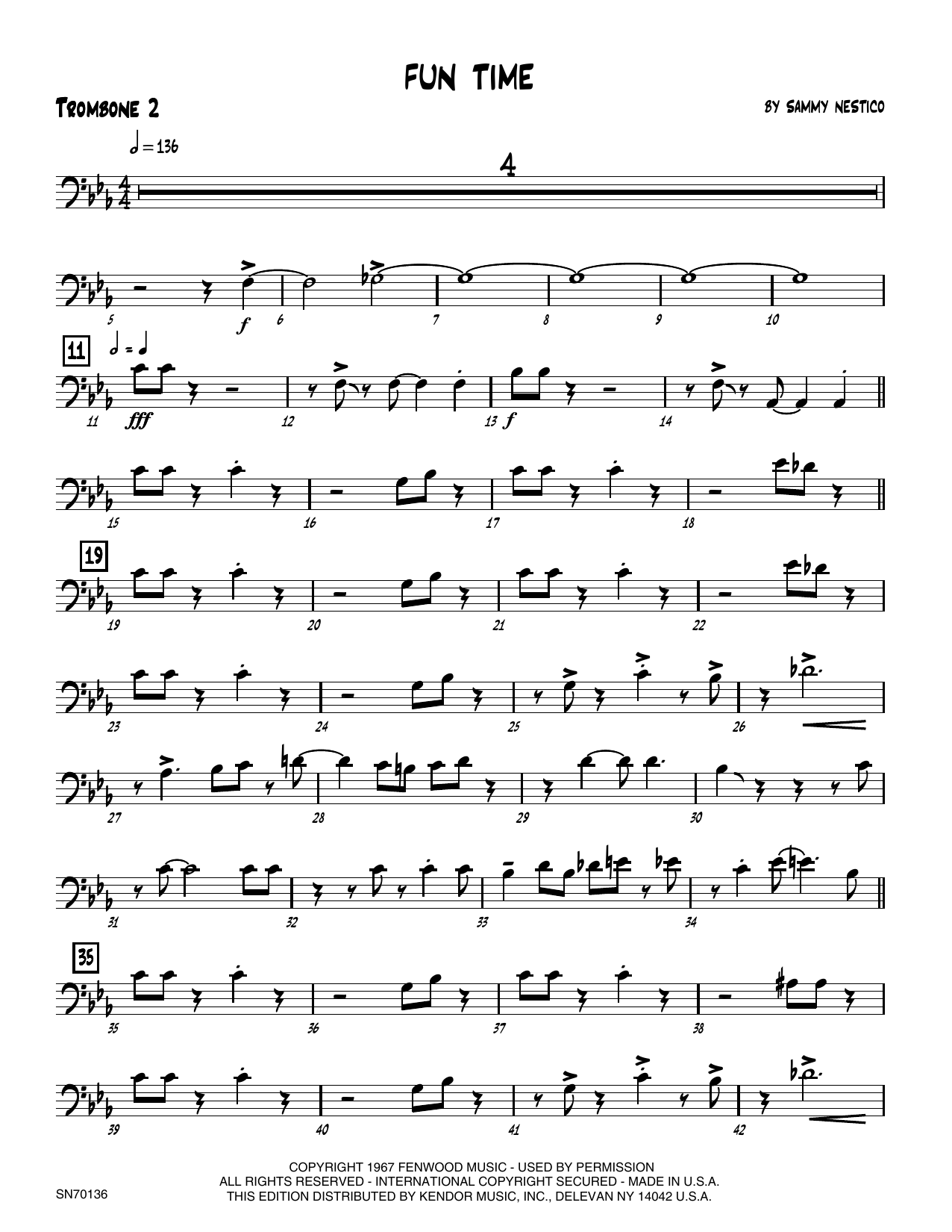 Download Sammy Nestico Fun Time - 2nd Trombone Sheet Music