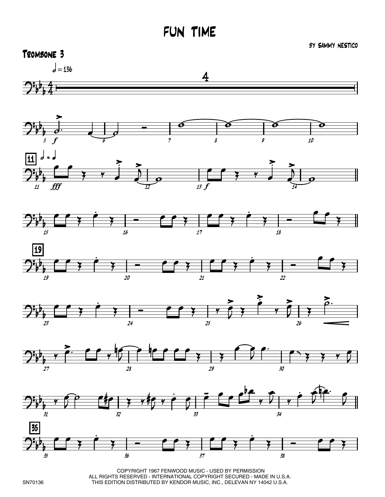 Download Sammy Nestico Fun Time - 3rd Trombone Sheet Music