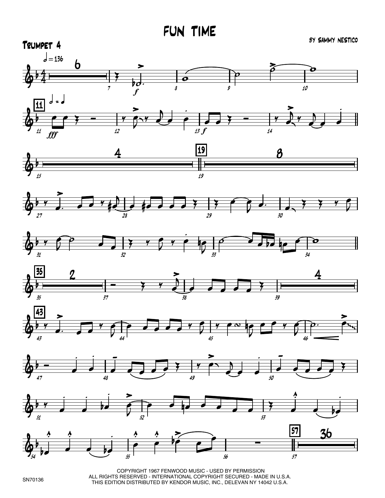 Download Sammy Nestico Fun Time - 4th Bb Trumpet Sheet Music