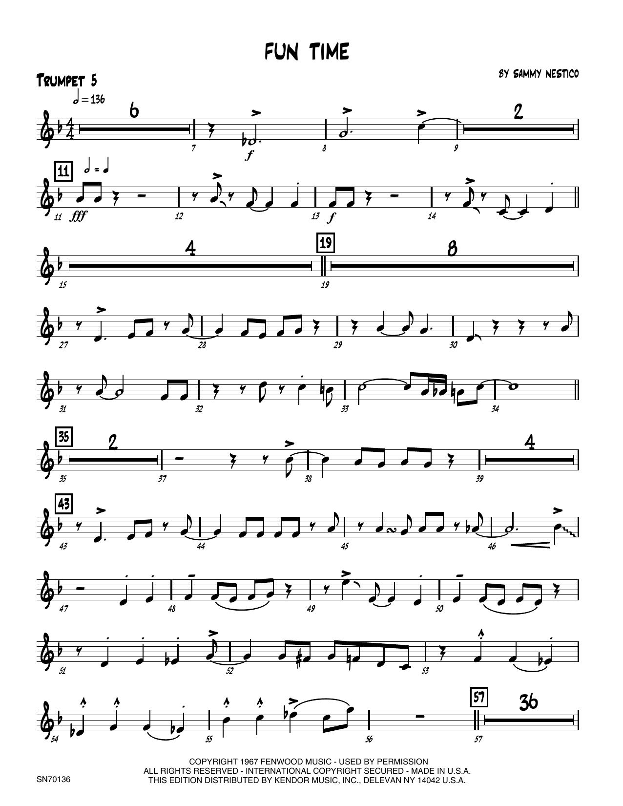 Download Sammy Nestico Fun Time - 5th Bb Trumpet Sheet Music